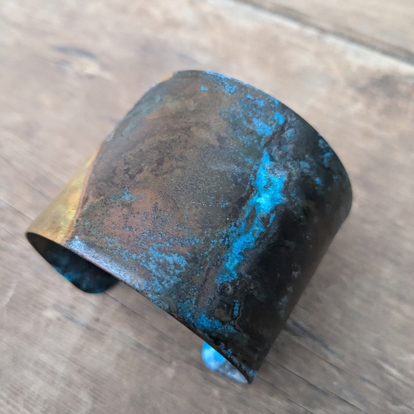 SOLD ETSY-Wide Patina Cuff Bracelet - Picture 8 of 11